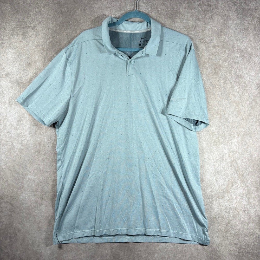 Nike Golf Breathe Texture OLC Polo Shirt Mens Size XL Blue Short‎ Sleeve Outdoor